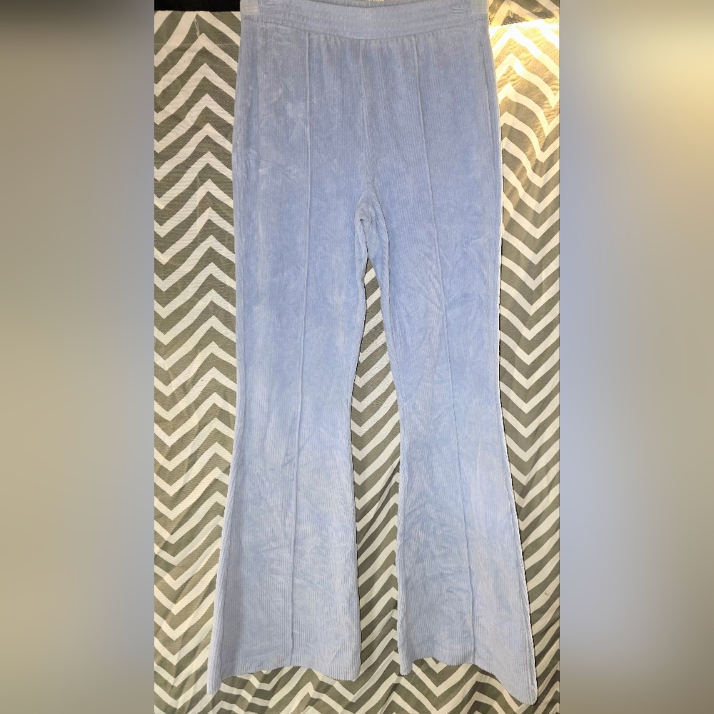 Aerie Soft Baby Blue Ribbed Lounge Pants Size Small Long